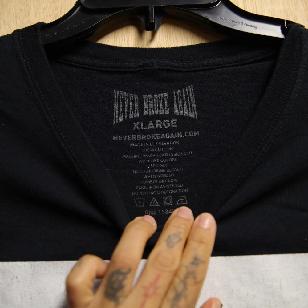 Never Broke Again YoungBoy Graphic Tee Black Cotton T-Shirt XL